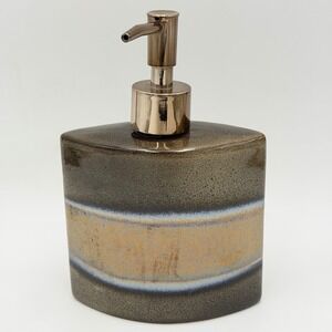 Ceramic Soap Dispenser Striped Bronze Gold Modern Bath Silver Metallic Decor
